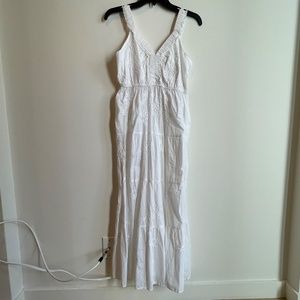 Cottagecore Style! White Embroidered Cotton Sleeveless Dress